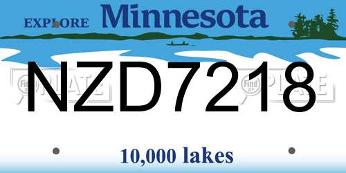 NZD7218 Minnesota License Plate
