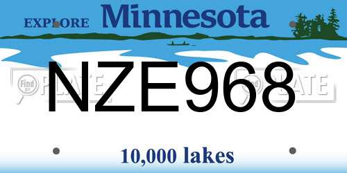 NZE968 Minnesota License Plate