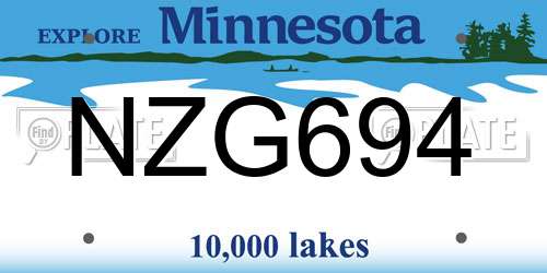 NZG694 Minnesota License Plate