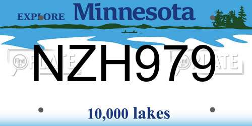 NZH979 Minnesota License Plate