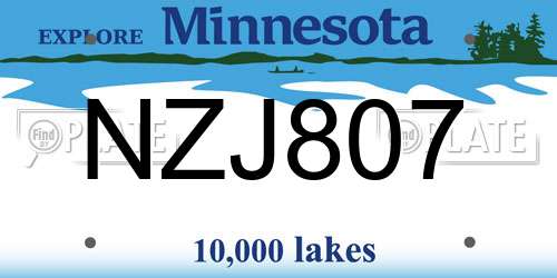 NZJ807 Minnesota License Plate