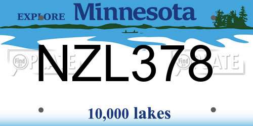NZL378 Minnesota License Plate