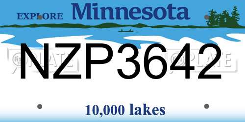 NZP3642 Minnesota License Plate