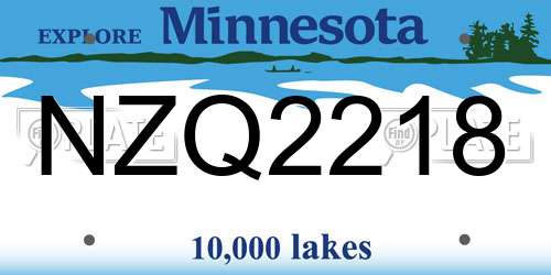 NZQ2218 Minnesota License Plate