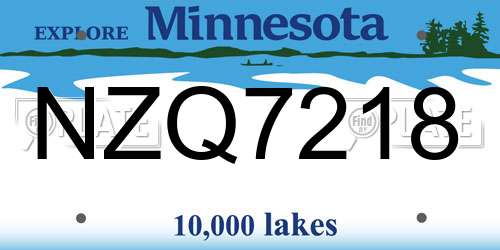 NZQ7218 Minnesota License Plate