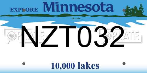 NZT032 Minnesota License Plate