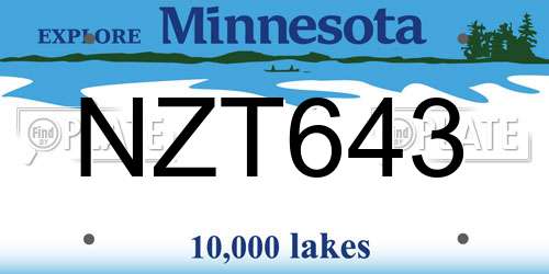 NZT643 Minnesota License Plate