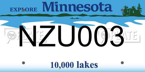 NZU003 Minnesota License Plate