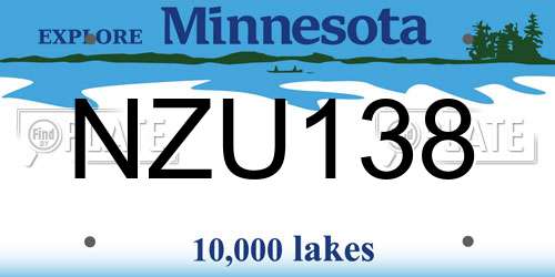 NZU138 Minnesota License Plate