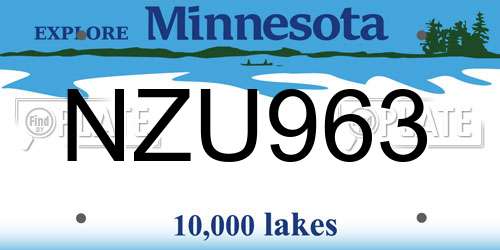 NZU963 Minnesota License Plate