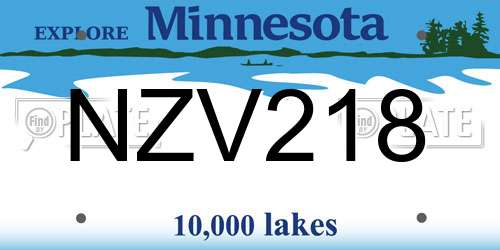 NZV218 Minnesota License Plate