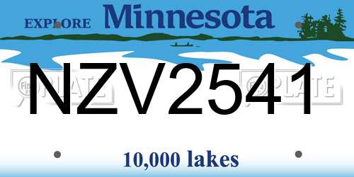 NZV2541 Minnesota License Plate