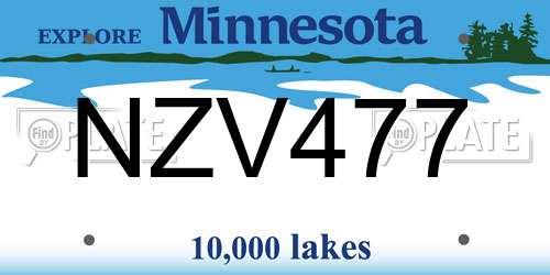 NZV477 Minnesota License Plate