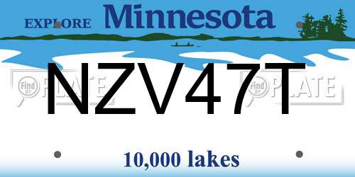 NZV47T Minnesota License Plate
