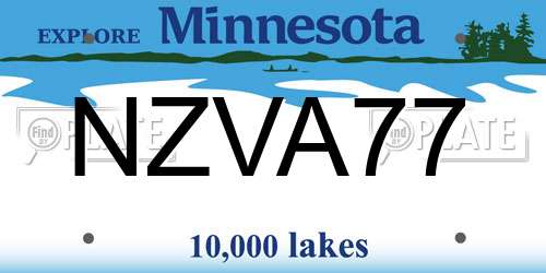 NZVA77 Minnesota License Plate