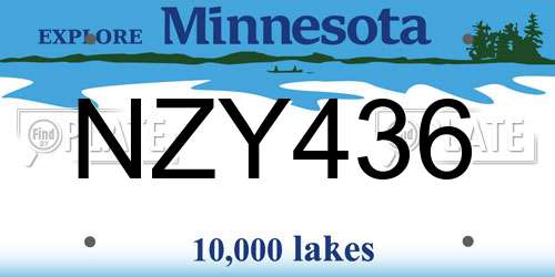 NZY436 Minnesota License Plate