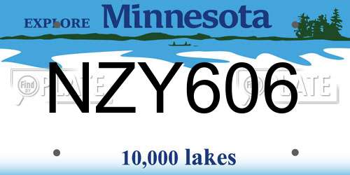 NZY606 Minnesota License Plate