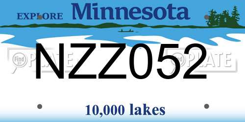 NZZ052 Minnesota License Plate