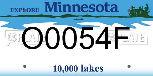 O0054F Minnesota License Plate