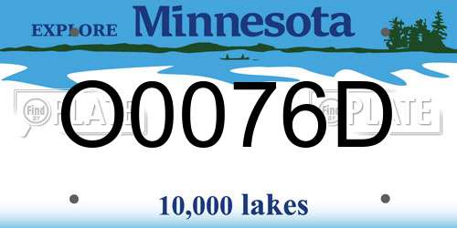 O0076D Minnesota License Plate