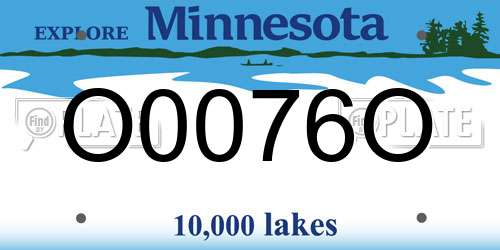 O0076O Minnesota License Plate