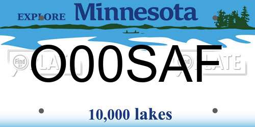 O00SAF Minnesota License Plate