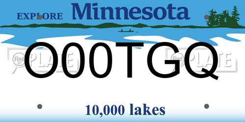 O00TGQ Minnesota License Plate