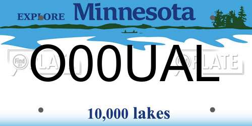 O00UAL Minnesota License Plate