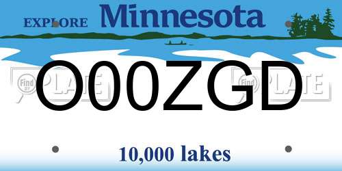 O00ZGD Minnesota License Plate