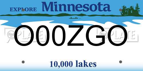 O00ZGO Minnesota License Plate