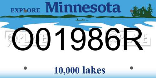 O01986R Minnesota License Plate