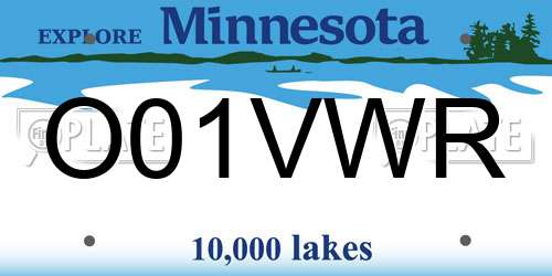 O01VWR Minnesota License Plate