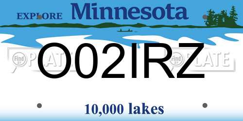O02IRZ Minnesota License Plate