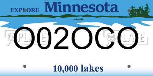 O02OCO Minnesota License Plate