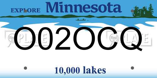 O02OCQ Minnesota License Plate