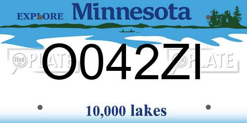 O042ZI Minnesota License Plate
