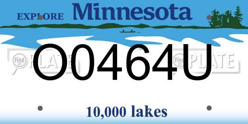 O0464U Minnesota License Plate