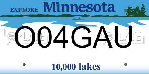 O04GAU Minnesota License Plate