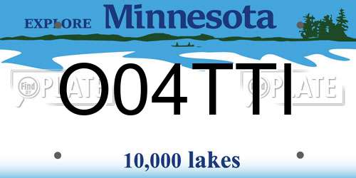 O04TTI Minnesota License Plate