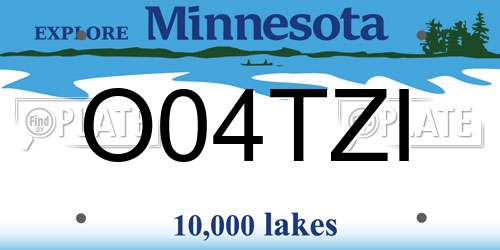 O04TZI Minnesota License Plate