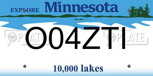 O04ZTI Minnesota License Plate