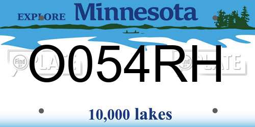 O054RH Minnesota License Plate
