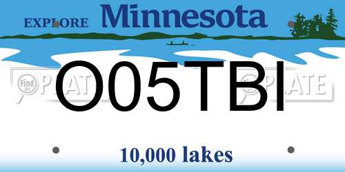 O05TBI Minnesota License Plate