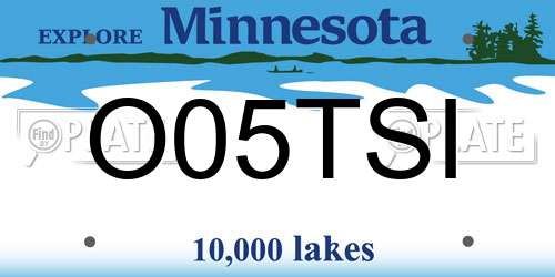 O05TSI Minnesota License Plate