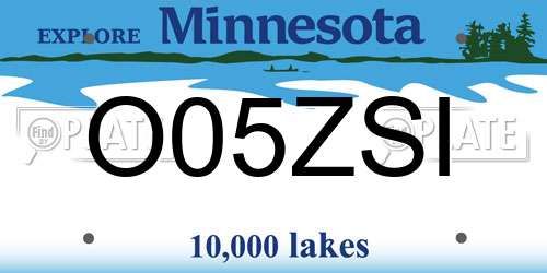 O05ZSI Minnesota License Plate