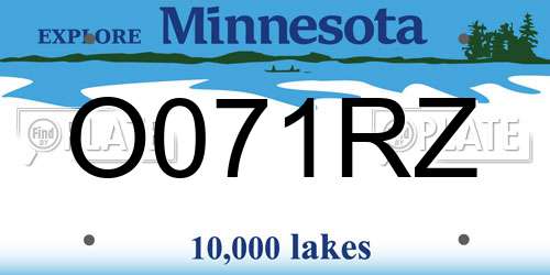 O071RZ Minnesota License Plate