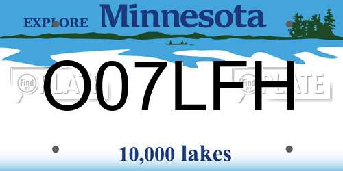 O07LFH Minnesota License Plate