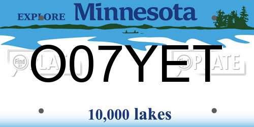 O07YET Minnesota License Plate
