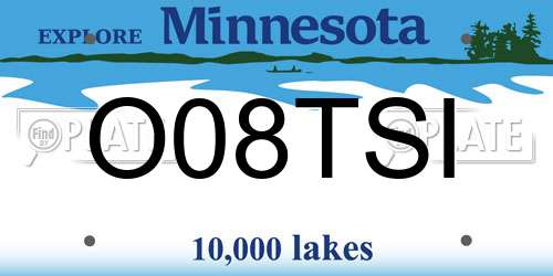 O08TSI Minnesota License Plate