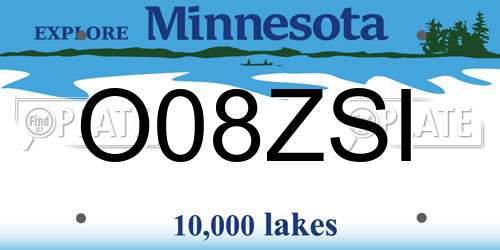 O08ZSI Minnesota License Plate